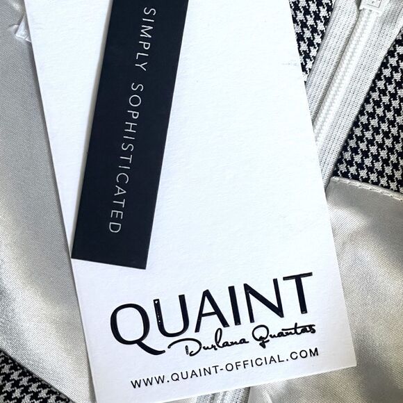 Quaint by Durlana Quantas Noemi Houndstooth Mesh Cutout Crystal Dress 38 NWT US6 - Picture 9 of 11